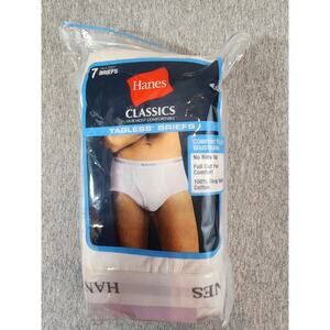 Hanes‎ Classics Tagless Briefs 6-Pack White 100% Cotton Comfort Flex Men’s Large